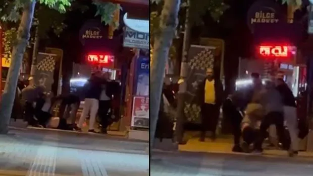 Bursa'da tartıştıkları kişiyi tekme tokat darp ettiler! Olay anı kameralara yansıdı