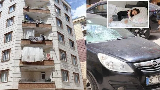 Mucize kurtuluş! 1,5 yaşındaki çocuk 5’inci kattan düştü, o anlar kamerada